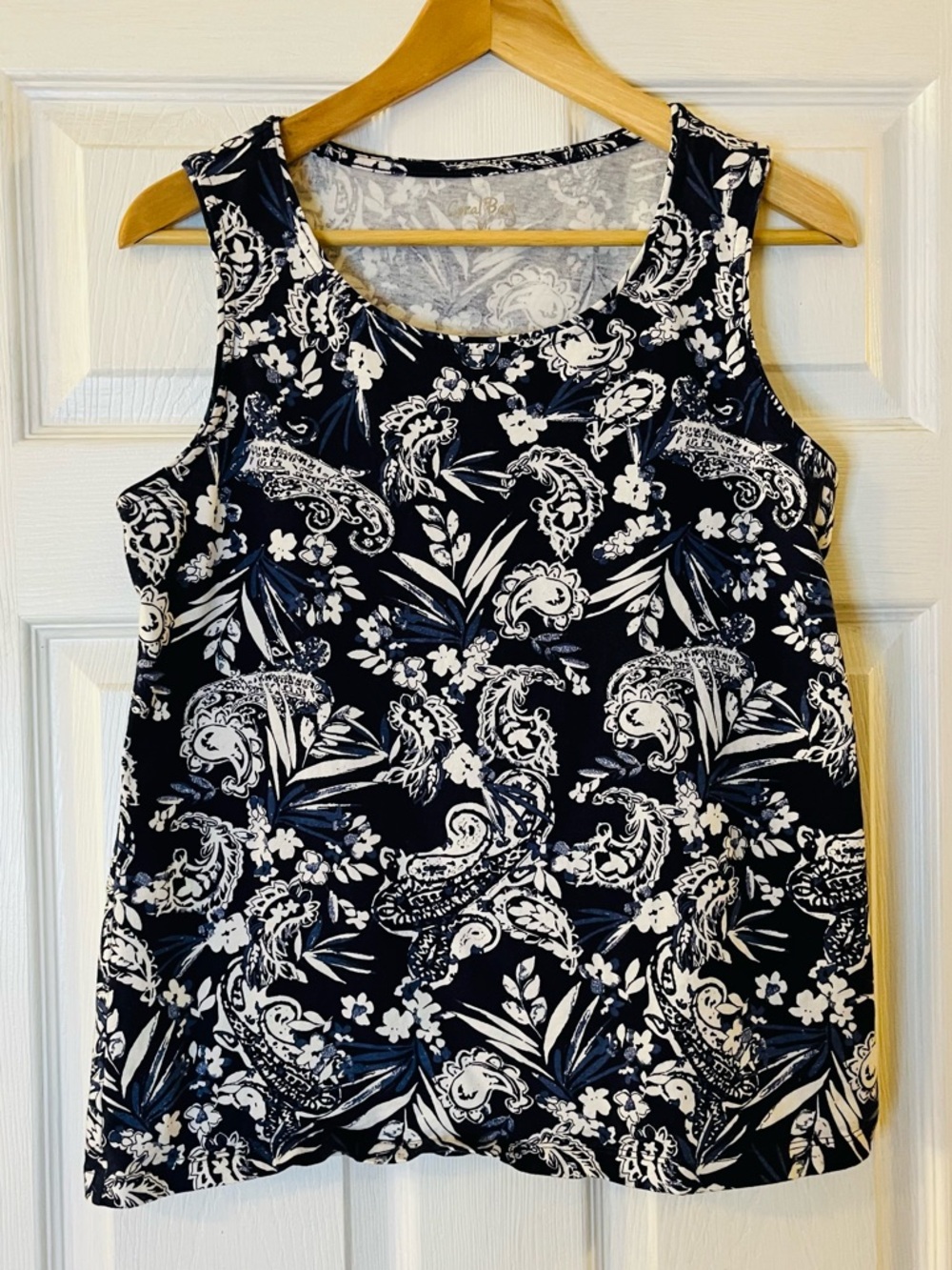 100% Cotton Paisley Tropical Floral Scoop Neck Sleeveless Tank